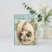 Niedlicher Vintager Osterhase Postkarte (Stehend Vorderseite)
