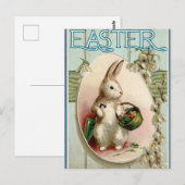 Niedlicher Vintager Osterhase Postkarte (Vorne/Hinten)