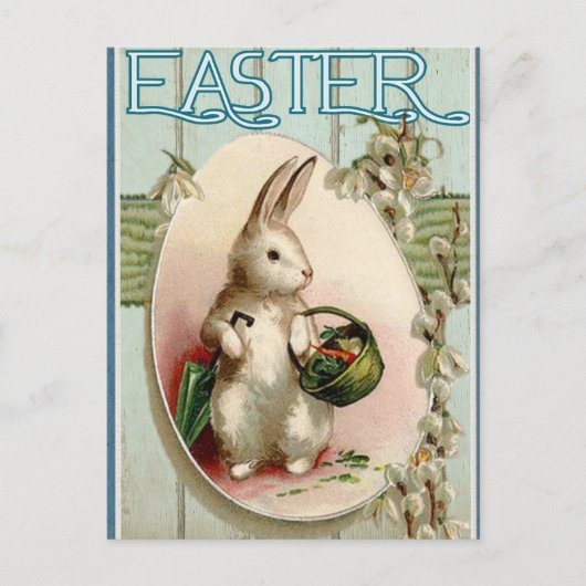 Niedlicher Vintager Osterhase Postkarte (Vorderseite)