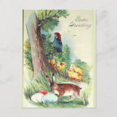 Niedlicher Vintager Osterhase und Eier Postkarte (Vorderseite)