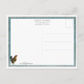 Niedlicher Vintager Osterhen, Rooster & Girl Postkarte (Rückseite)