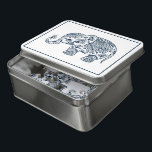 Niedlicher Vintager Paisley-Blumenelefant Puzzle<br><div class="desc">Navy-blaue Blumenpaisley Elefanten Illustration. Weißer Hintergrund und blauer Rahmen.</div>