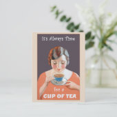 Niedlicher Vintager Poster-Cup Postkarte (Stehend Vorderseite)