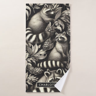 Niedlicher Vintager Racoon Nahtlos Badehandtuch