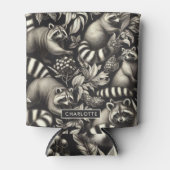 Niedlicher Vintager Racoon Nahtlos Dosenkühler (Vorderseite)