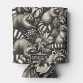 Niedlicher Vintager Racoon Nahtlos Dosenkühler (Rückseite)