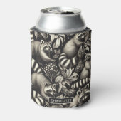 Niedlicher Vintager Racoon Nahtlos Dosenkühler (Kanne Rückseite)