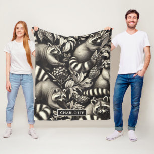 Niedlicher Vintager Racoon Nahtlos Fleecedecke