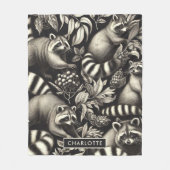 Niedlicher Vintager Racoon Nahtlos Fleecedecke (Vorderseite)