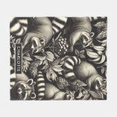 Niedlicher Vintager Racoon Nahtlos Fleecedecke (Vorderseite (Horizontal))