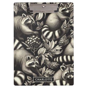 Niedlicher Vintager Racoon Nahtlos Klemmbrett