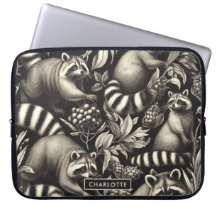 Niedlicher Vintager Racoon Nahtlos Laptopschutzhülle