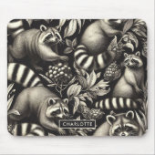 Niedlicher Vintager Racoon Nahtlos Mousepad (Vorne)