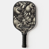 Niedlicher Vintager Racoon Nahtlos Pickleball Schläger (Rückseite)
