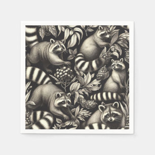 Niedlicher Vintager Racoon Nahtlos Serviette
