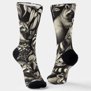 Niedlicher Vintager Racoon Nahtlos Socken