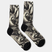 Niedlicher Vintager Racoon Nahtlos Socken (Rechts)