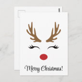 Niedlicher Vintager Reindeer Frohe Weihnachten Postkarte (Vorne/Hinten)