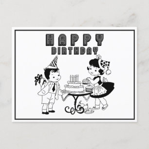 Niedlicher Vintager Retro-Happy Geburtstag Postkarte