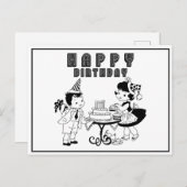 Niedlicher Vintager Retro-Happy Geburtstag Postkarte (Vorne/Hinten)