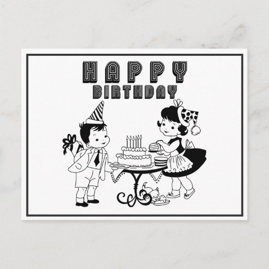 Niedlicher Vintager Retro-Happy Geburtstag Postkarte (Vorderseite)
