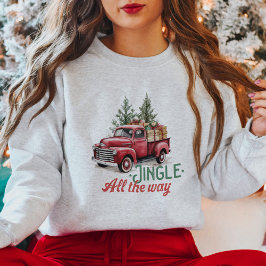Niedlicher Vintager Rotautoweihnachtsbaum Sweatshirt