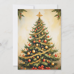Niedlicher, Vintager, rustikaler Weihnachtsbaum Feiertagskarte