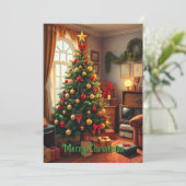 Niedlicher, Vintager, rustikaler Weihnachtsbaum Feiertagskarte (Stehend Vorderseite)