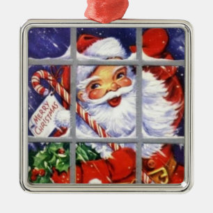 Niedlicher Vintager Santa Ornament Aus Metall