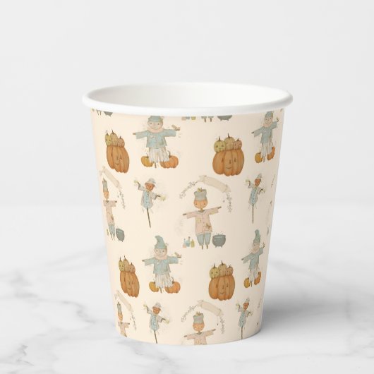 Niedlicher Vintager Schattenhalbmesser Pappbecher (Rückseite)