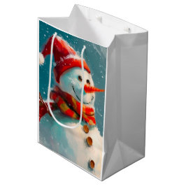 Niedlicher Vintager Schneemann Weihnachten Mittlere Geschenktüte