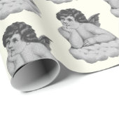 Niedlicher Vintager Schwarz-weißer Cherub Angel Geschenkpapier (Rolleneckpunkt)