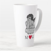 Niedlicher Vintager Schwarz-weißer Cherub Angel Pa Milchtasse (Rechte Ecke)
