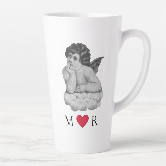 Niedlicher Vintager Schwarz-weißer Cherub Angel Pa Milchtasse (Rechts)