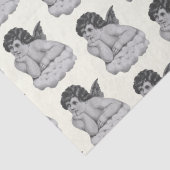 Niedlicher Vintager Schwarz-weißer Cherub Angel Seidenpapier (Detail)