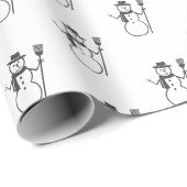 Niedlicher Vintager Schwarz-weißer Schneemann Geschenkpapier (Rolleneckpunkt)