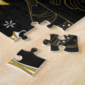Niedlicher Vintager schwarzer goldfarbener Hinterg Puzzle (Seite)