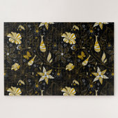 Niedlicher Vintager schwarzer goldfarbener Hinterg Puzzle (Horizontal)