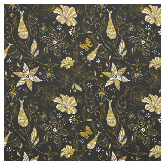 Niedlicher Vintager schwarzer goldfarbener Hinterg Stoff (Muster)