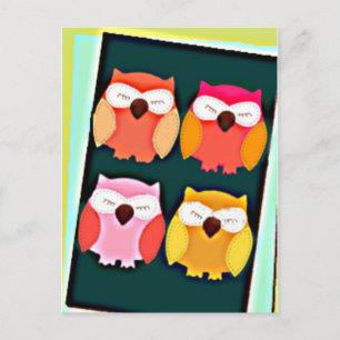 Niedlicher Vintager Stil Mehrfarbige Eulen Postkarte