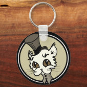 NIEDLICHER VINTAGER STYLE KITTY CAT ROUND KEKETTE SCHLÜSSELANHÄNGER (Vorderseite)