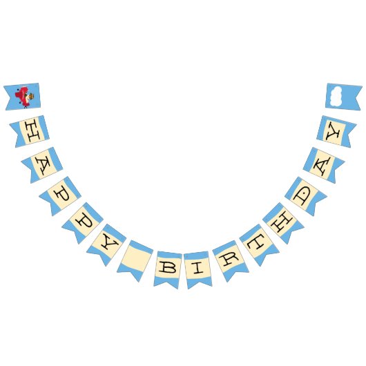 Niedlicher Vintager Teddy Bär Pilot Happy Birthday Wimpelkette (Alle)