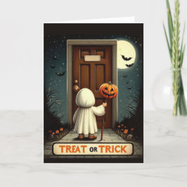Niedlicher Vintager Trick oder Treat Halloween Feiertagskarte