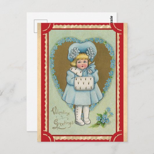 Niedlicher Vintager Valentinstag Postkarte (Vorne/Hinten)