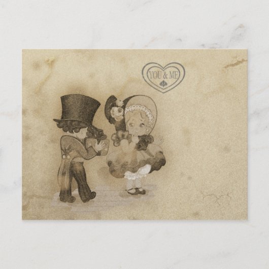 Niedlicher Vintager Valentinstag Postkarte (Vorderseite)