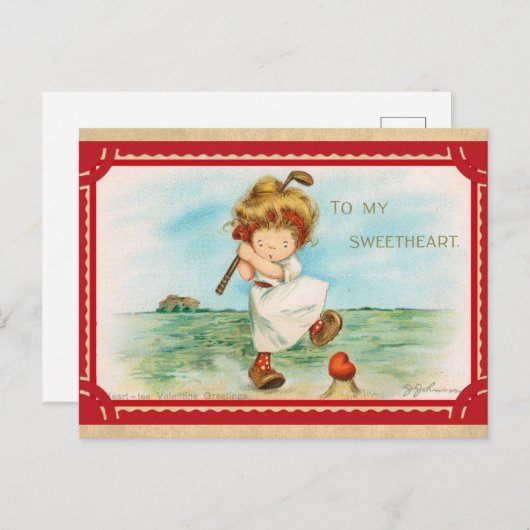 Niedlicher Vintager Valentinstag Postkarte (Vorne/Hinten)