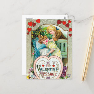 niedlicher Vintager Valentinstag Postkarte