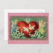 Niedlicher Vintager Valentinstag Viktorianisch Ang Postkarte (Vorne/Hinten)