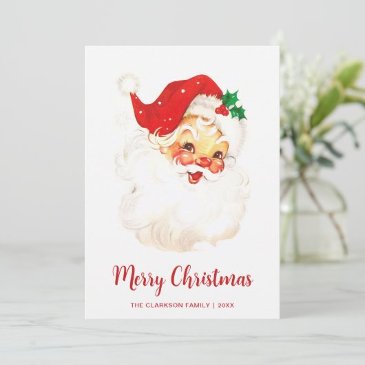 Niedlicher Vintager Weihnachtsmann Feiertagskarte (Stehend Vorderseite)