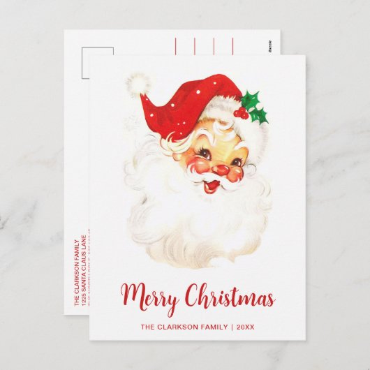 Niedlicher Vintager Weihnachtsmann Feiertagspostkarte (Vorne/Hinten)